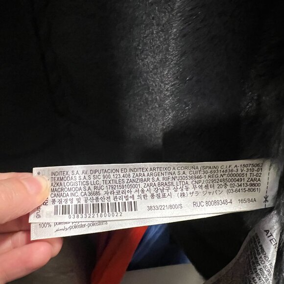 Zara Faux Suede/Sherpa Lined Biker Jacket Women in Black - Picture 3 of 5